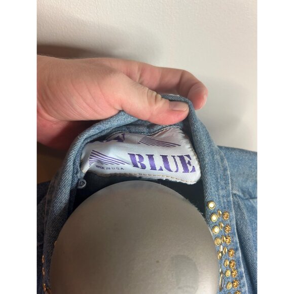 Bedazzled cute summer spring dress vintage Y2K fashion denim with Pockets small - Picture 3 of 9